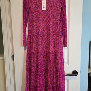 Lilly Pulitzer Fuchsia and Blue Long Sleeve Dress